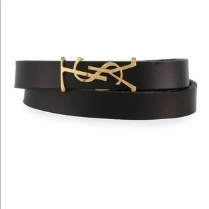 YSL Leather Double-Wrap Bracelet